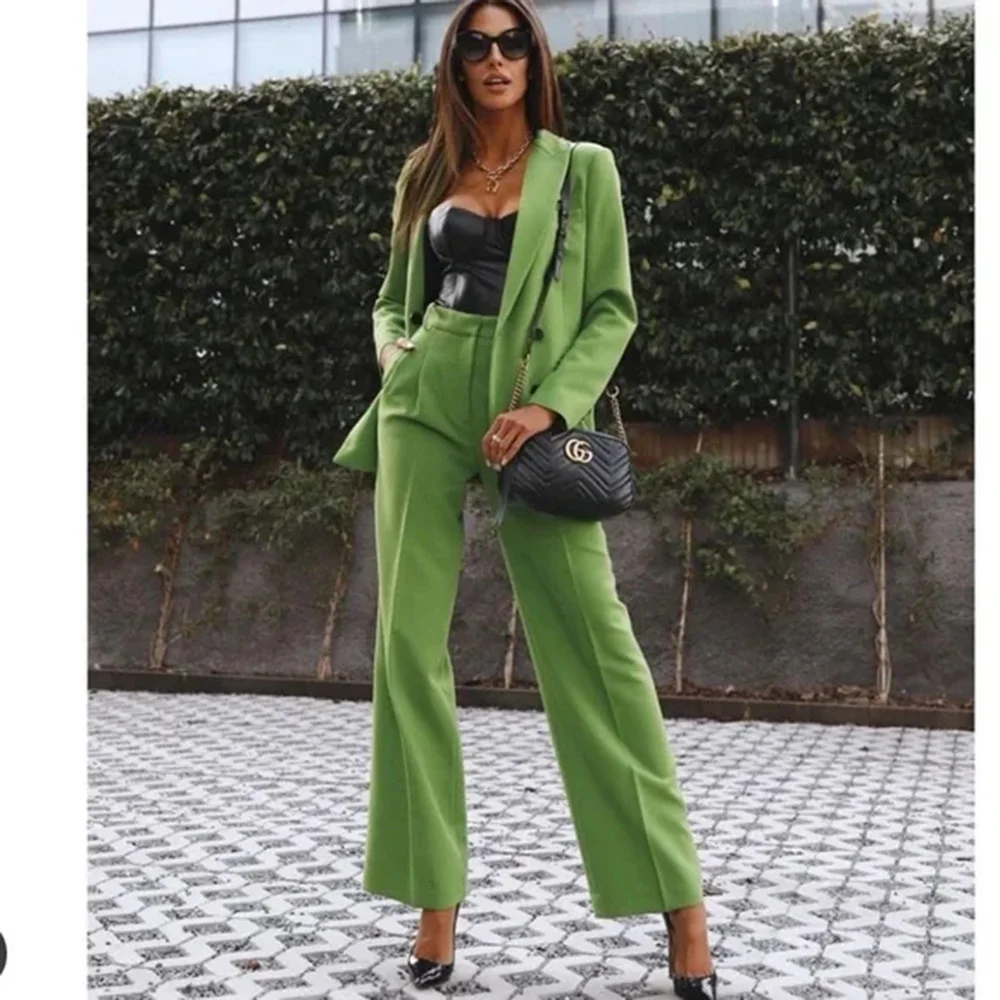 Abito da donna elegante giacca doppiopetto pantalone set da donna in due pezzi vestibilità formale intelligente banchetto da ufficio vita quotidiana abbigliamento femminile