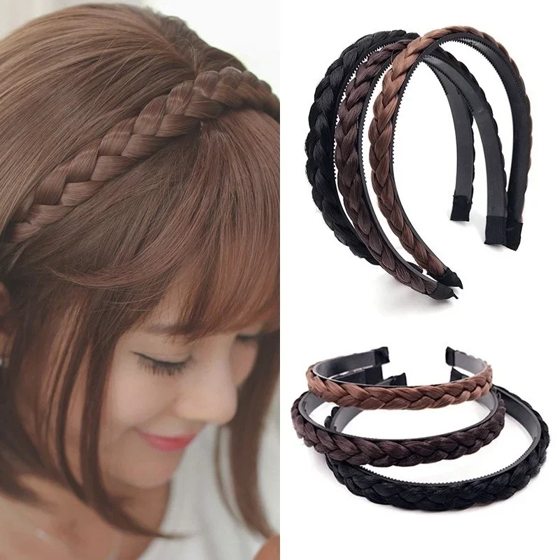 1 Pcs New Women Vintage Wig Headbands Braids Girls Style Hair Band Head Band Wig Hair Accessories