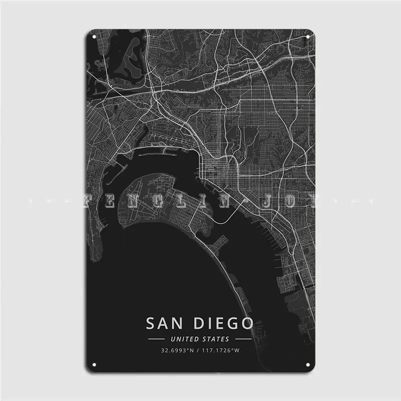 San Diego United States Metal Sign Cinema Kitchen Mural Designing Plates Tin Sign Poster