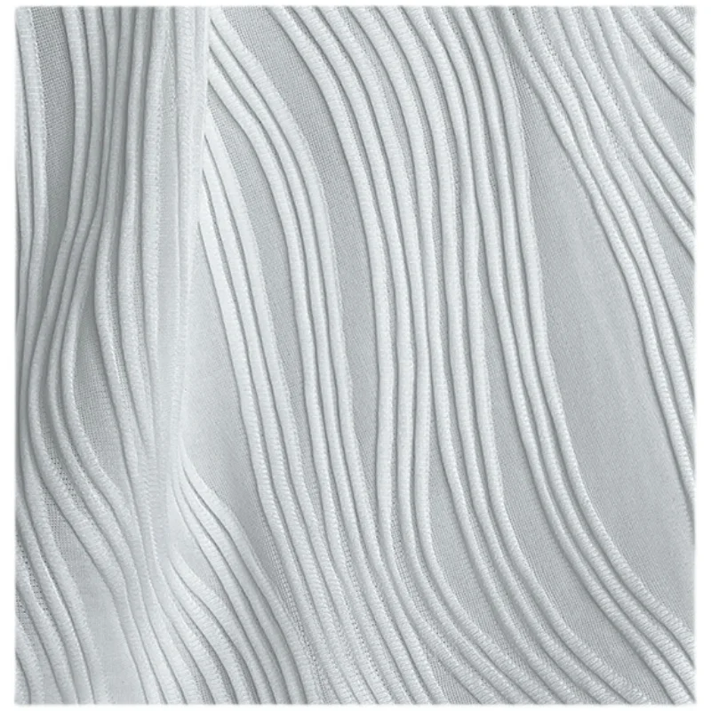 Wave Striped Elastic Three-Dimensional Jacquard Fabric Texture Pleated Skirt Han Clothing Designer Fabric