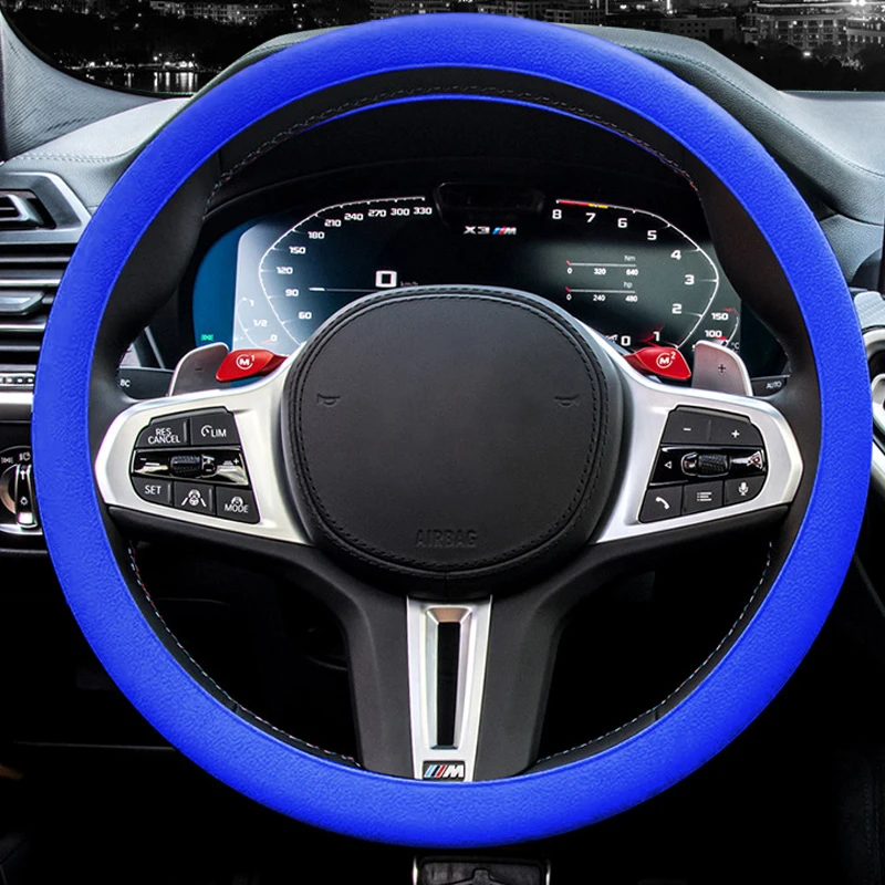 

Universal Car Silicone Steering Wheel Cover Elastic Glove Cover Texture Soft Multi Color Car Decoration Covers Auto Accessories
