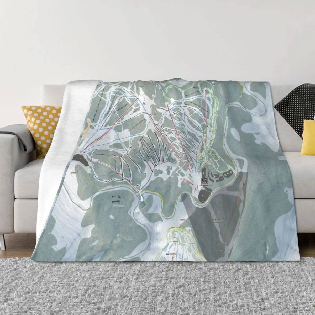 

Mt Rose Resort Trail Map Throw Blanket Decorative Beds Luxury Brand Thermal For Decorative Sofa Blankets