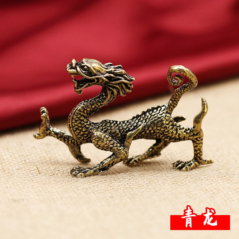 Brass Four Divine Beasts Chinese Style Gifts: Green Dragon, White Tiger, Vermilion Bird, Black Tortoise - Decorative Pieces for