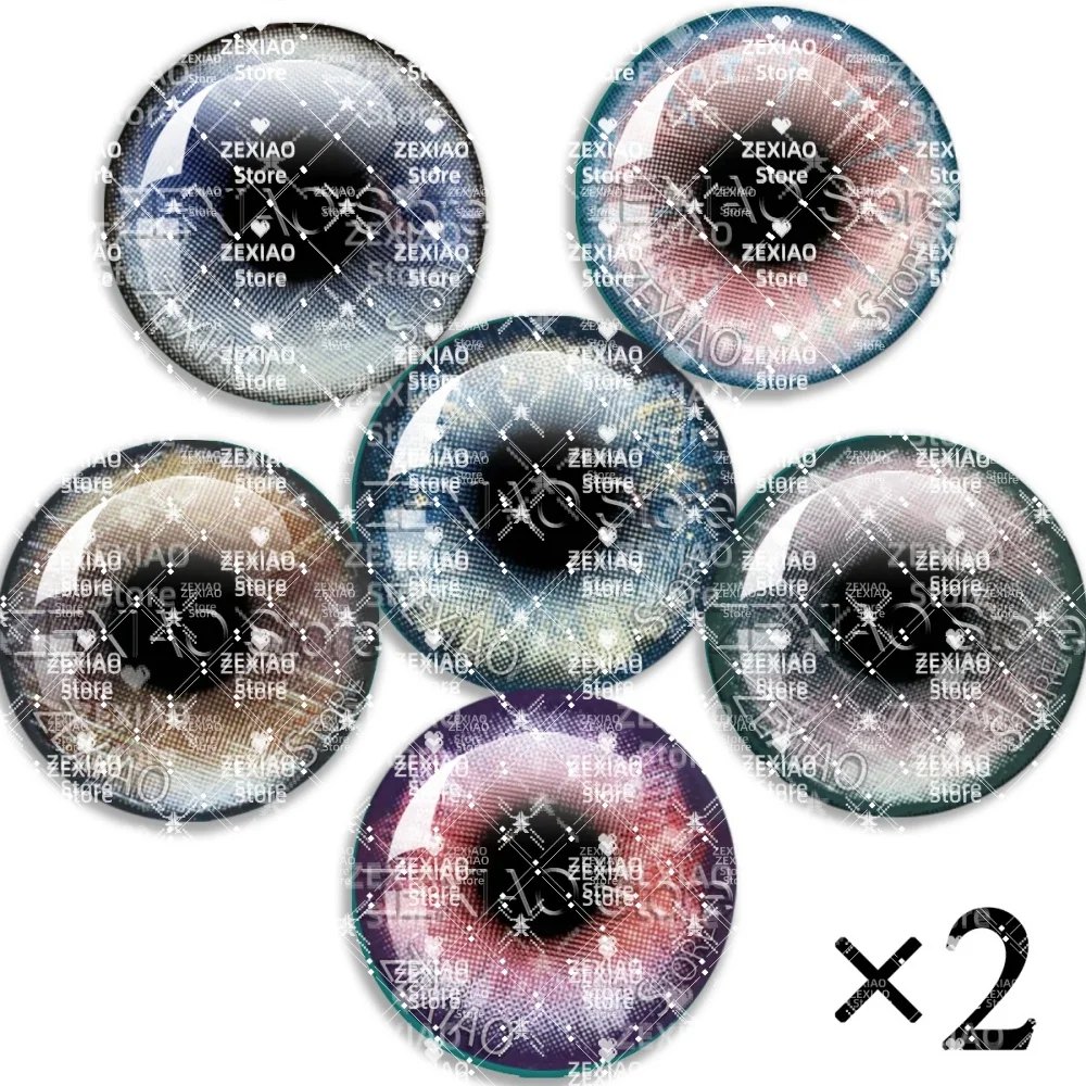 12PCS Glass Blythe Doll Eye Chips Shining Anime Doll Glass Eye Cabochon Round 10MM-40MM Toys DIY Jewelry Accessory MIX Pupil Eye