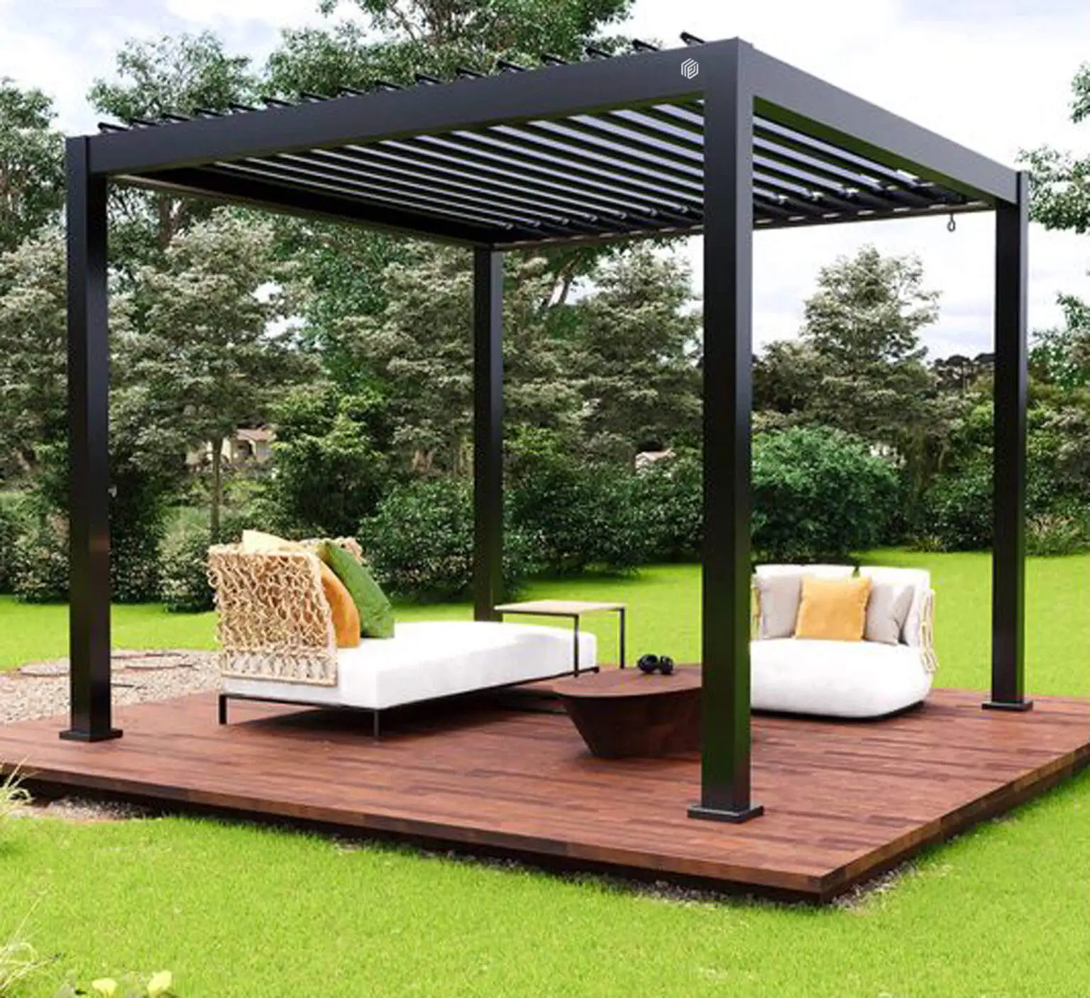 Various Sizes Outdoor Rainproof Environmentally Friendly Pavilion Electrically Adjustable Blinds Pergola Fashion Aluminum Gazebo