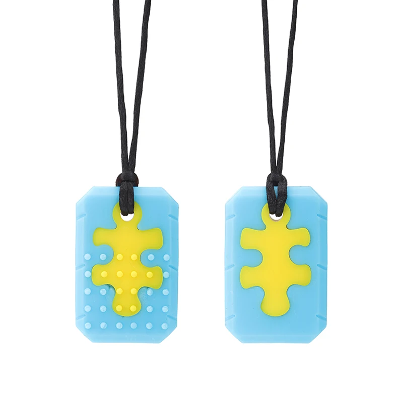 New Sensory Chewing Necklace Puzzles Texture Silicone Teether for Baby Kids ADHD Autism Biting Needs Oral Motor Chewy BPA Free