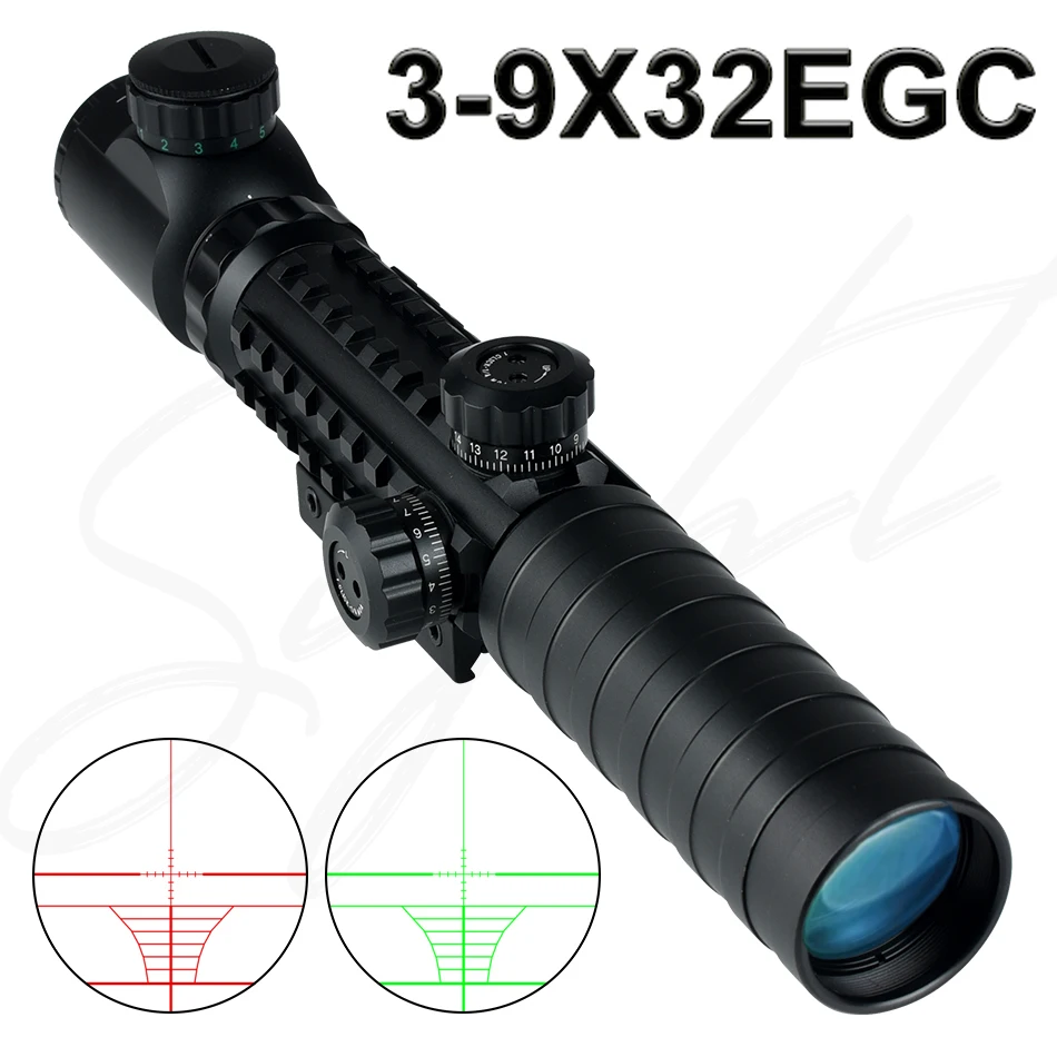 

3-9X32EGC Riflescope Red/Green Adjustable Optics Illuminated Scope Tactical Outdoor Hunting Telescope Fit Sniper Airsoft Air Gun