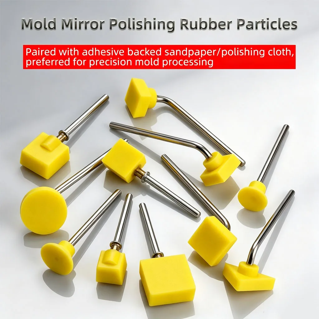 Mold Mirror Polishing Rubber Holder, Adhesive Sandpaper Rubber Bits, Ultrasonic Head for Mold Spark Line & Material Mark Removal
