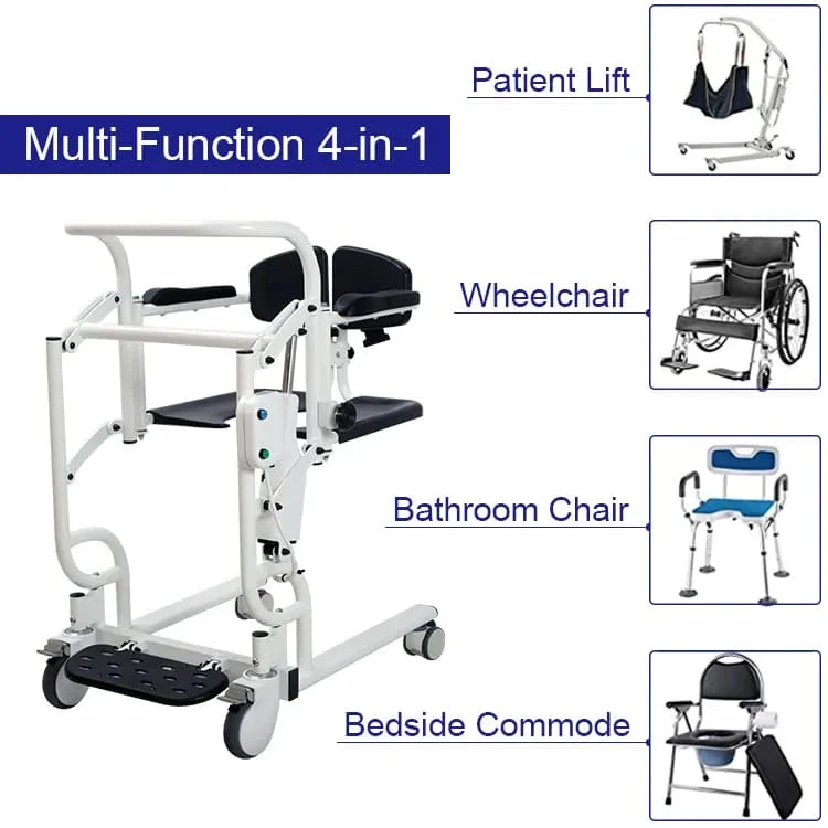 New Disabled Patient Lifting Nursing Commode Chair Manual Patient Transfer Lift Chair with Wheel