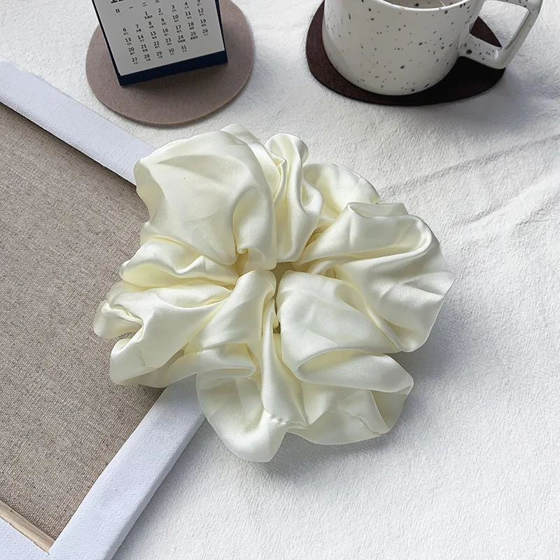 Fashion Silk Organza Solid Color Big Scrunchie Women Girls Elastic Hair Band Ponytail Holder Hair Tie Hair Accessories Wholesale