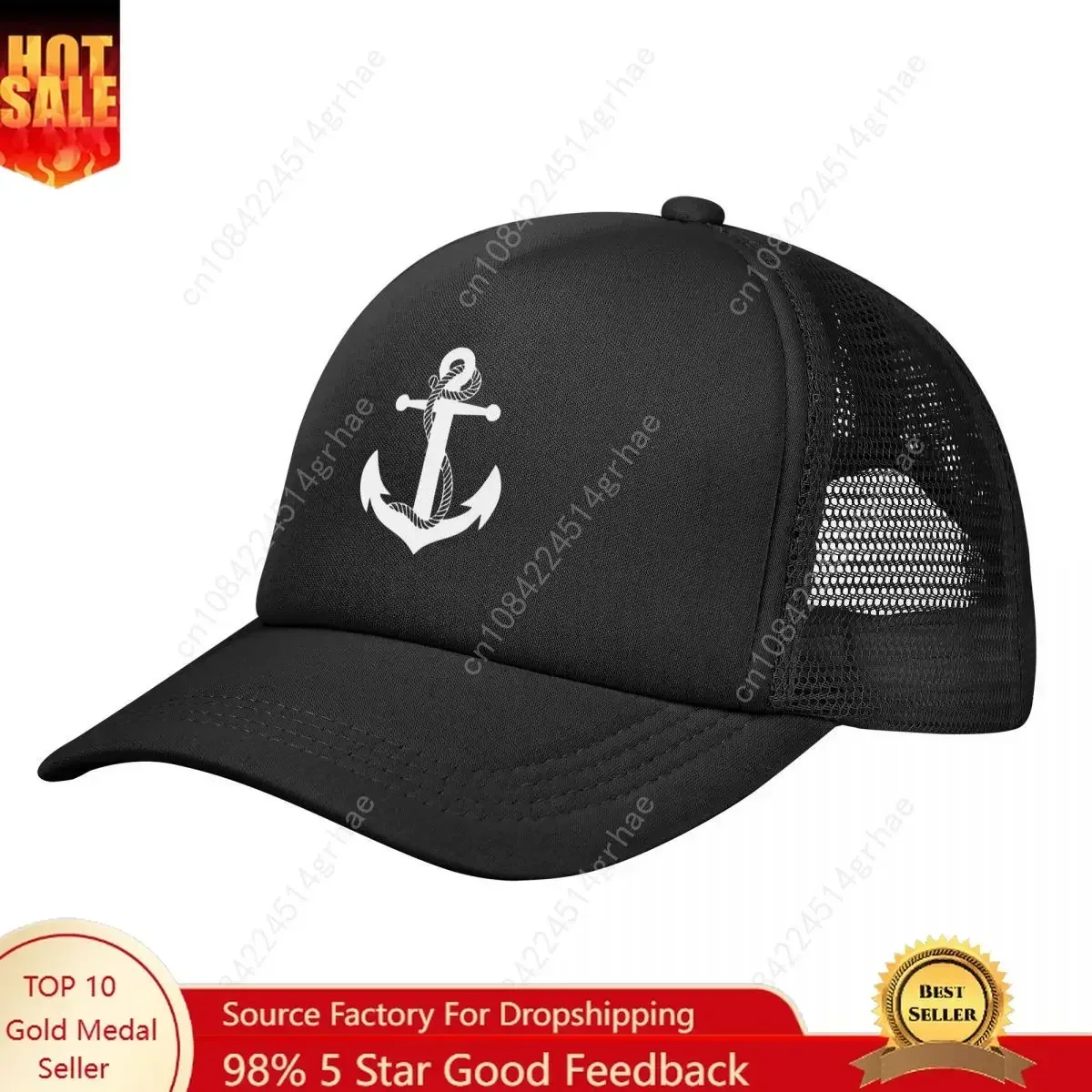 Anchor Nautical Captain Mesh Baseball Cap Unisex Fitted Sun Hat Dad Hat Breathable Snapback Caps Sun Hats Autumn Trucker Cap