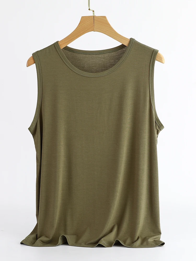 Modal Men's round Neck Vest Thin Summer Sleeveless Top Pure Color Base Shirt Can Be Worn outside Hurdle Shoulder Crossbody