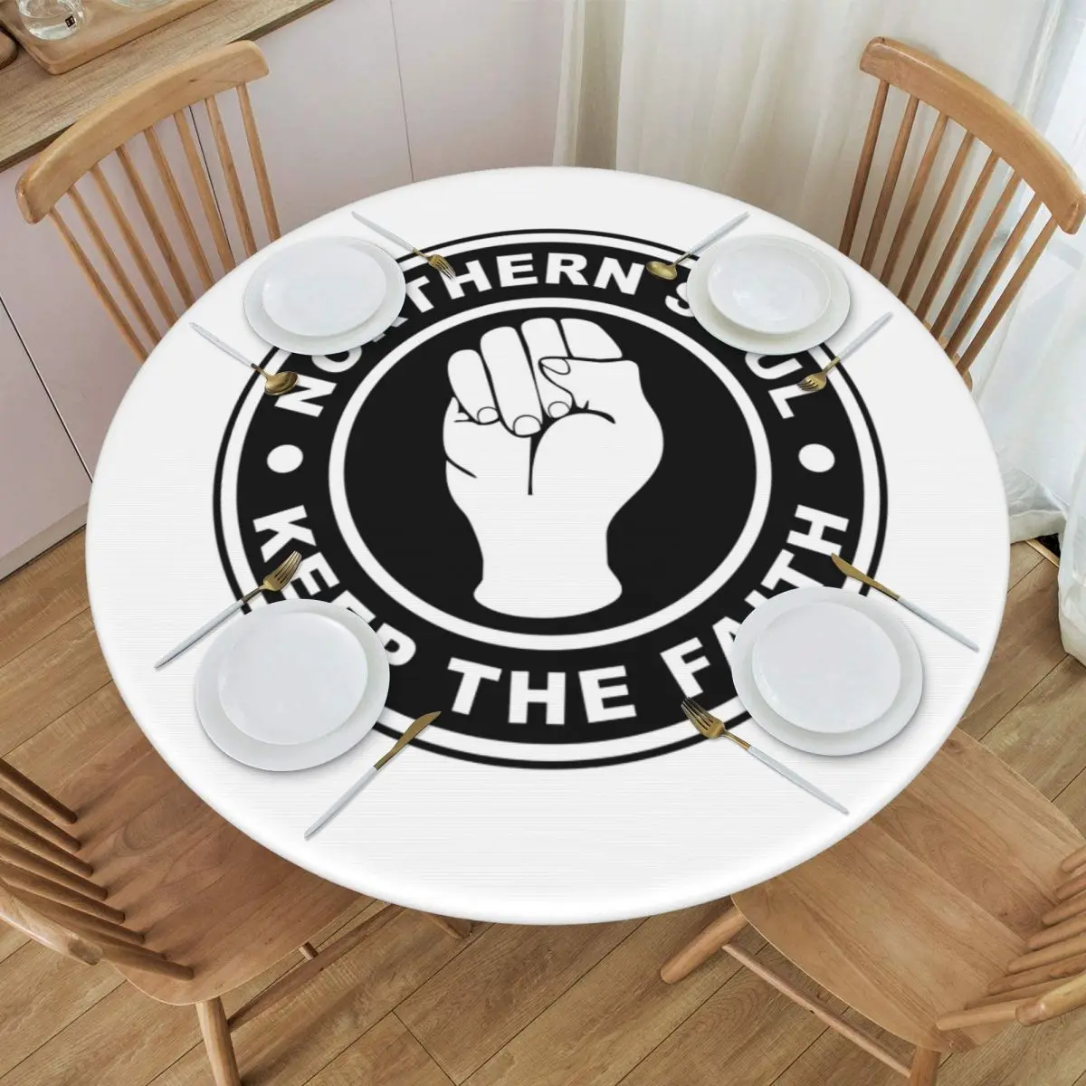 Northern Soul Keep The Fait Waterproof Round Tablecloth Oilproof Table Cloth for Kitchen Events Dining Table Cover