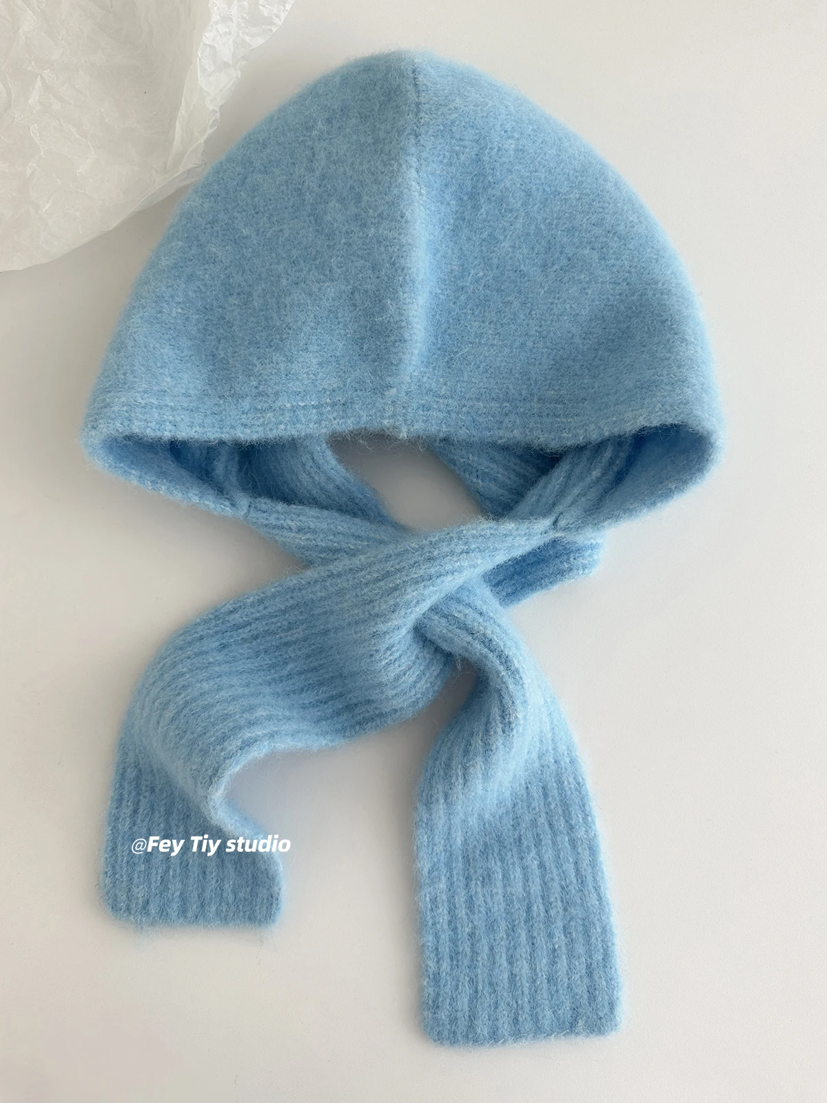 Korean Woolen Soft Glutinous Laplander Cross-over Hooded Scarf One-piece Autumn and Winter Warm and Versatile Bomber Hat