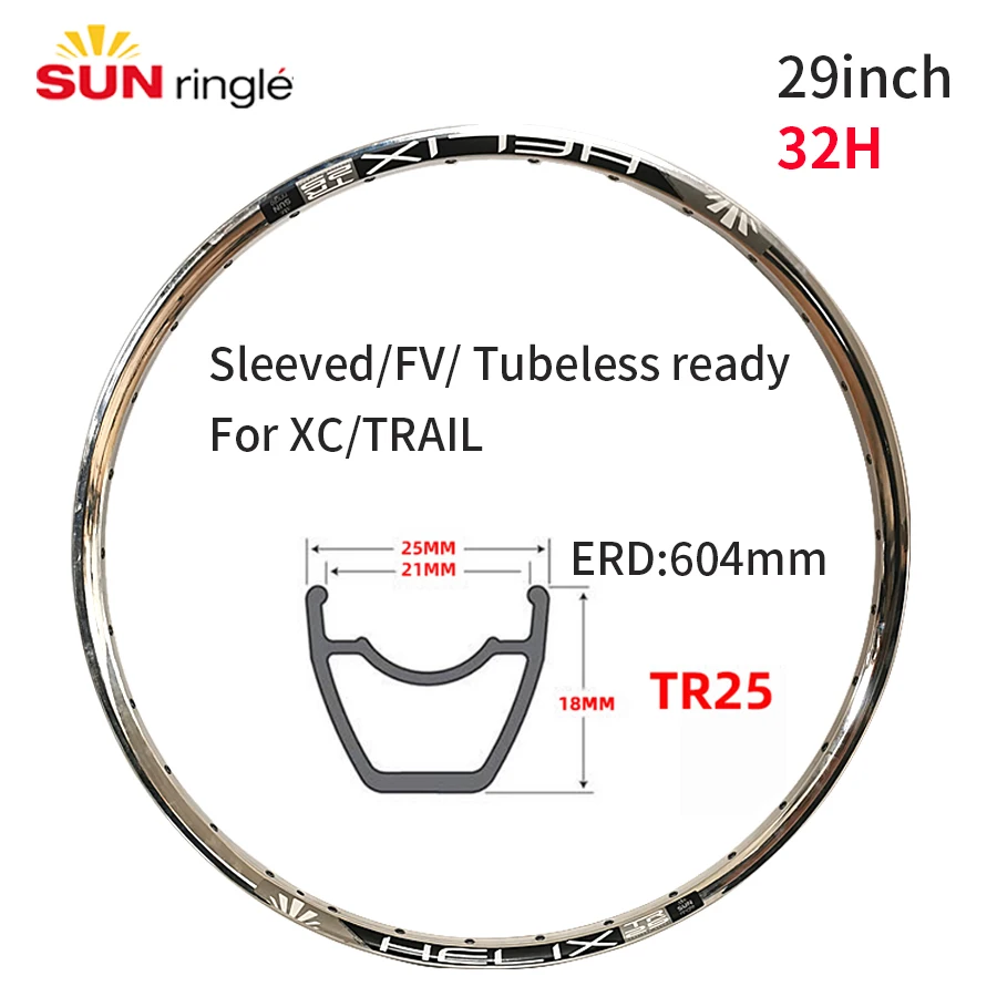 Sunringle-HELIX TR25 Bicycle Rim, Mountain Bike Circle, 26, 27.5