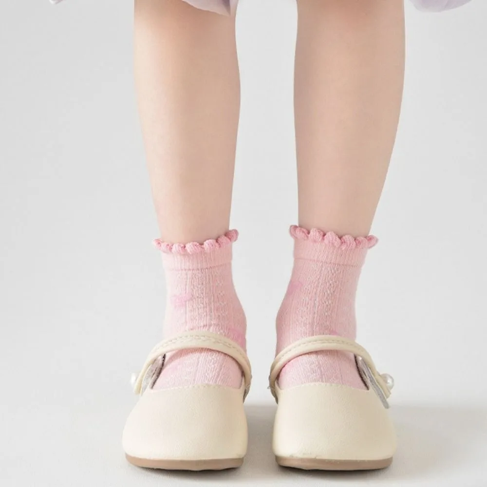 5Pairs بلون كشكش الطفل جوارب قطنية الخريف الربيع تنفس دارى قصيرة جوارب أنبوبية منتصف العجل الحلو الوليد الجوارب الاطفال #4