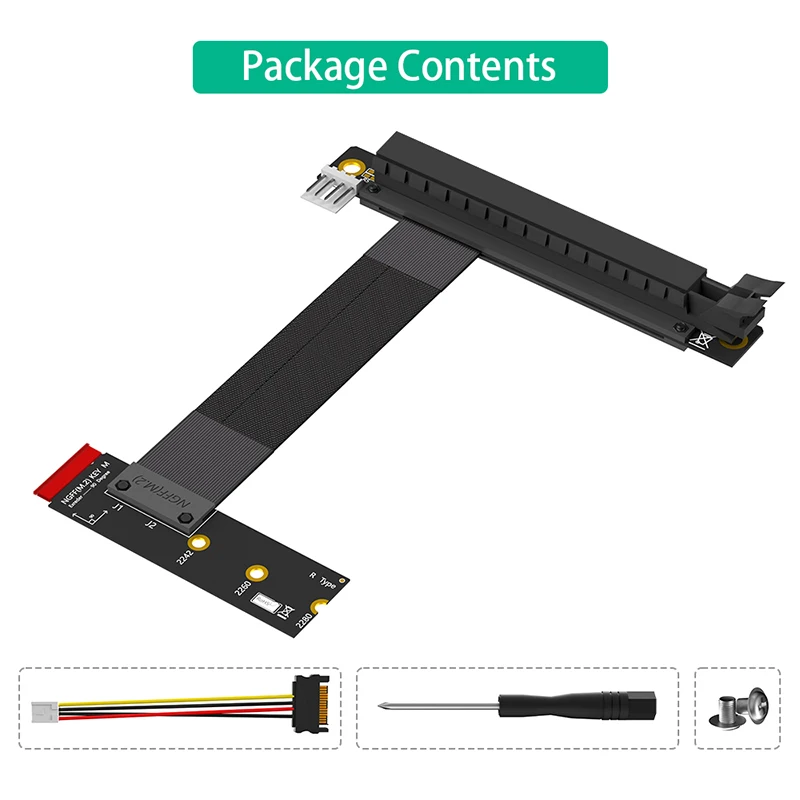 Adaptador M.2 NVME a PCIE X16, Cable de extensión de vídeo gráfico, PCI Express 3,0, 16X a M, Cable elevador de llave para SSD 2242/2260/2280 NVME