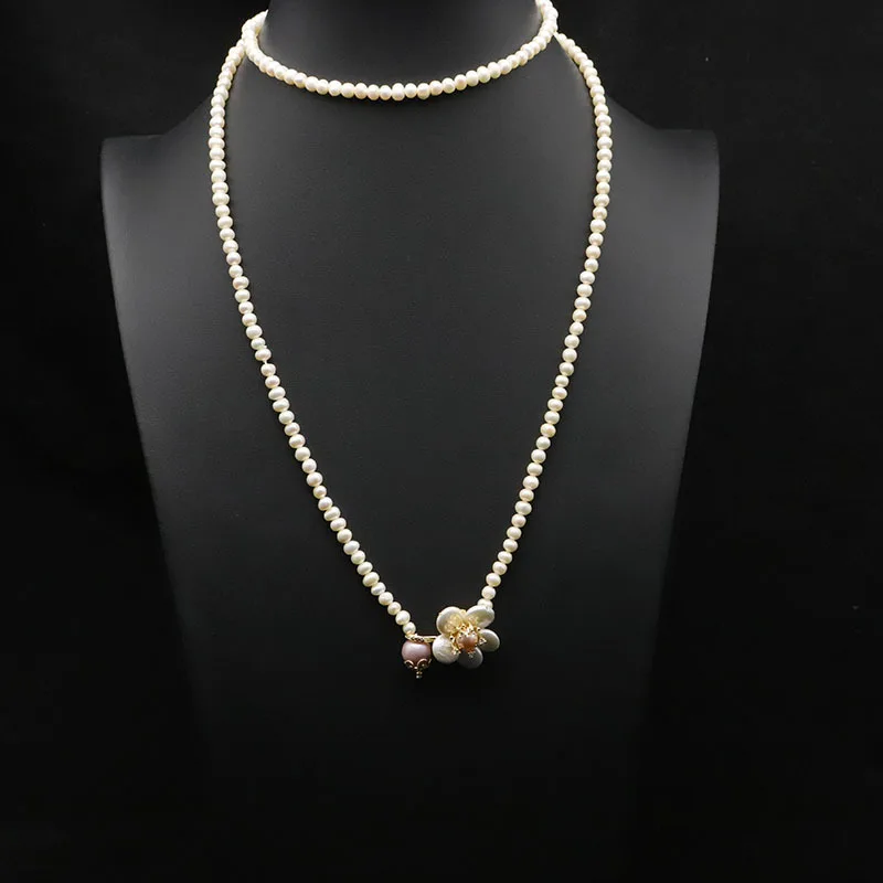 

Natural Pearl Sweater Chain Women, Long High-End Style Necklace, Handmade Jewelry With Design Sense
