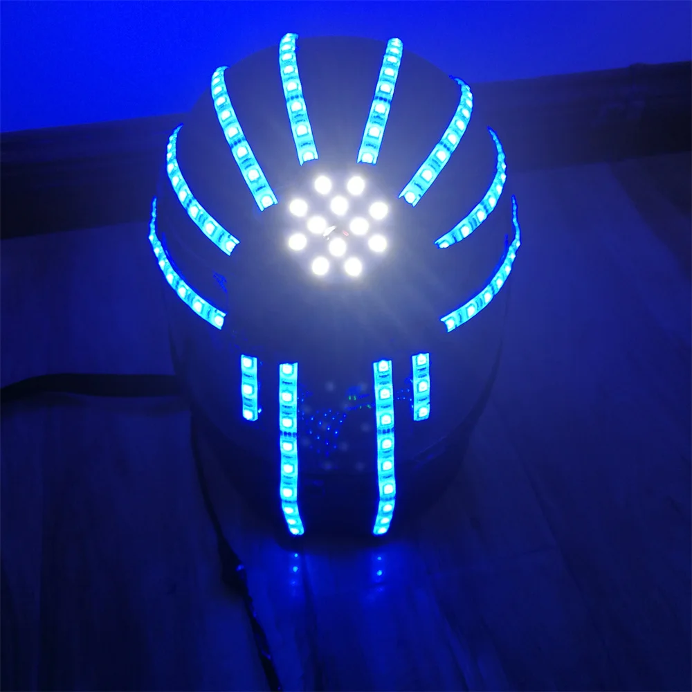 Cool Remote RGB Led Robot Costumes Suit Helmet DJ NightClub Motorcycle Bicycle Riding Lighting Safety Helmet