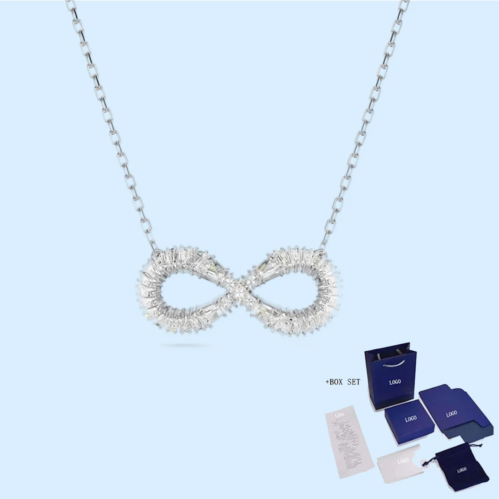 New hot selling hyperbolic infinite symbol style white imitation crystal necklace jewelry fashion graduation party accessories