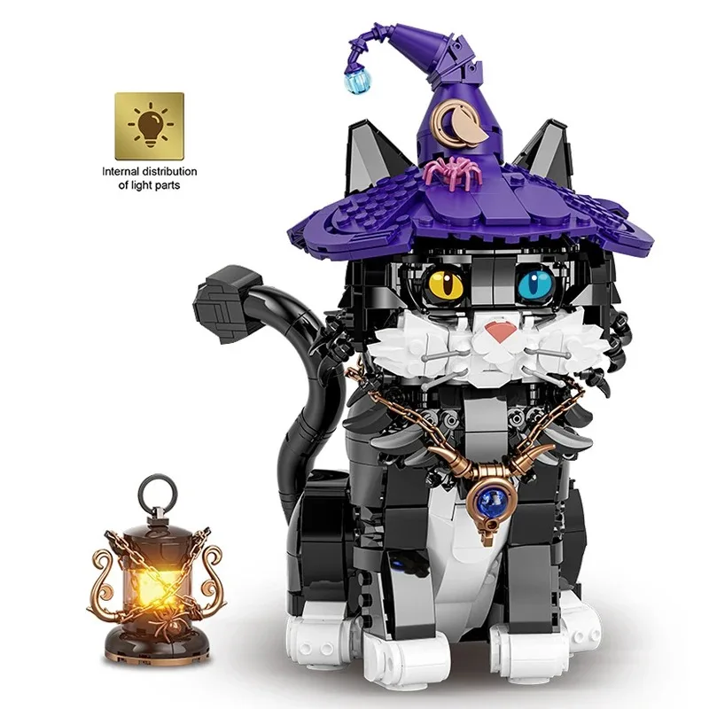 

1128PCS MOC Magic Cat Building Block Bricks School Of Wizardry Pet Cartoon Animal Creative Assemble Toys Gift For Kid Girl Adult