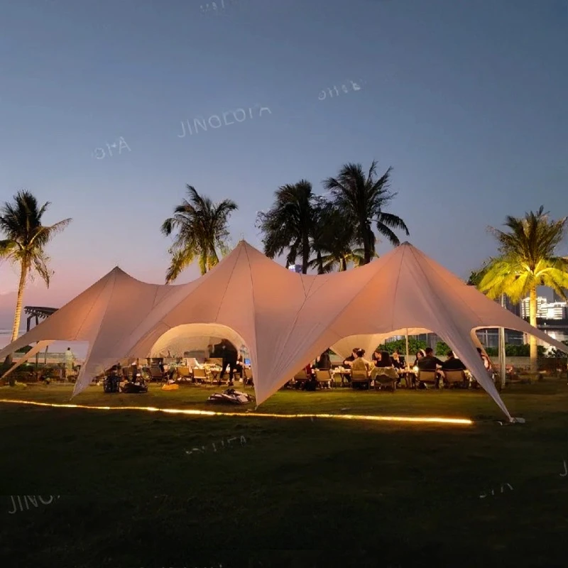 Tenda de dossel acampamento ao ar livre acampamento único pico duplo fábrica gazebo lótus hexagonal sombra borboleta