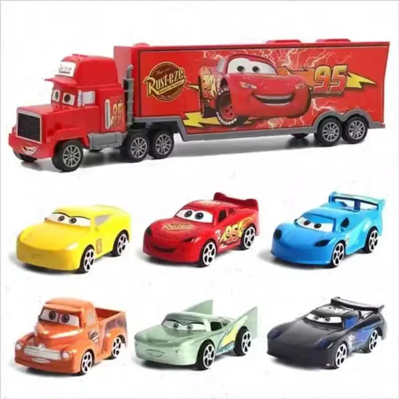 7 pieces/set of Pixar alloy car models, decorative ornaments, toys, lightning McQueen Mate Somkey M, a holiday gift for friends.