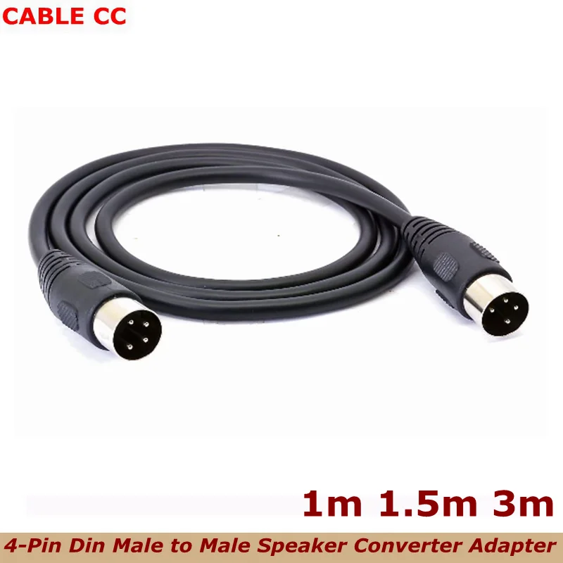 4 Pin DIN Male Plug Cable,4-Pin Din Male to Male Speaker Converter Adapter | Extension Cable Suitable for DVR Digital Video