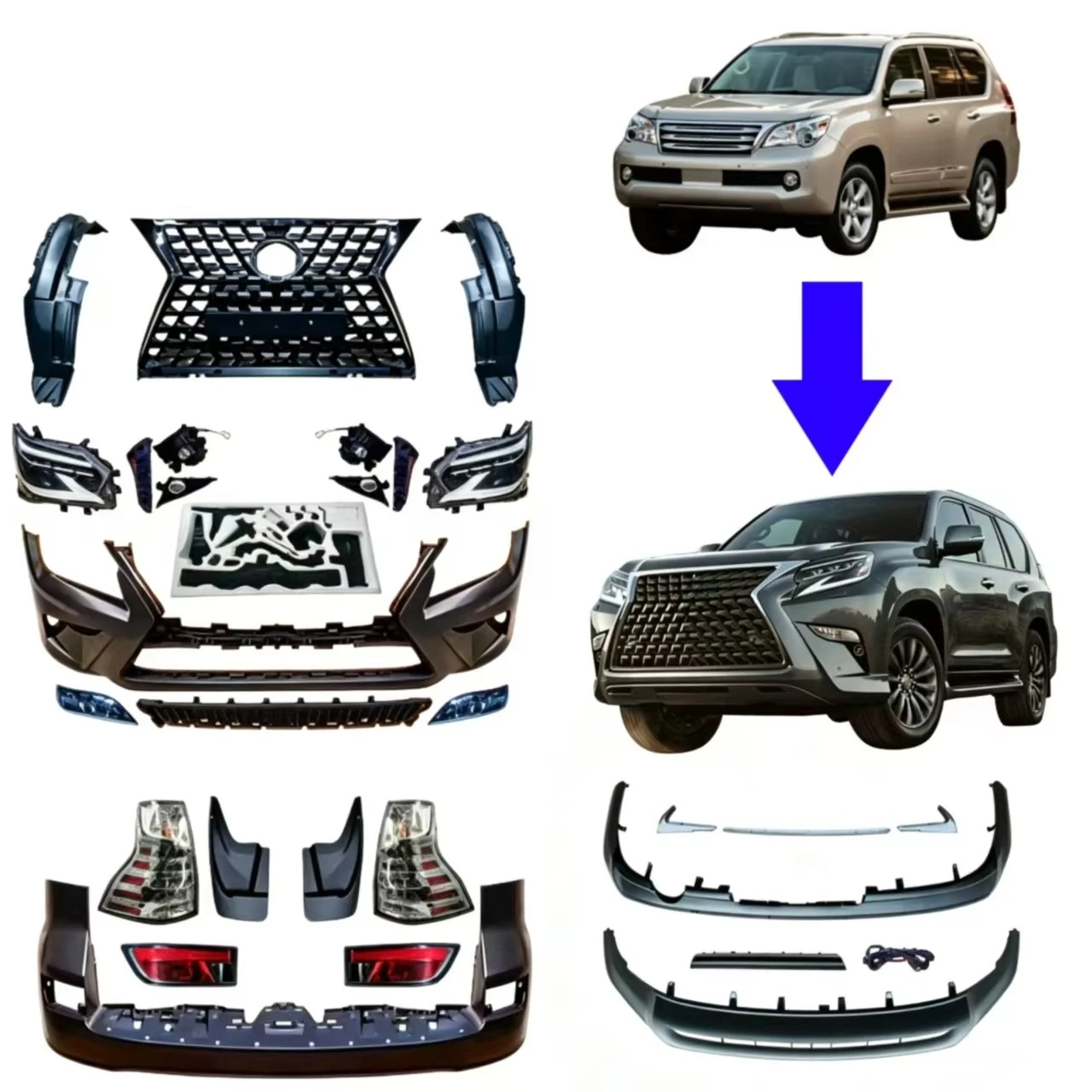 High Quality Body Kit for  10-13GX460 Modified Upgrade to 2020 Front Face Grille Upgrade Front Rear Bumper