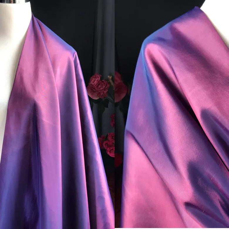 Sparkling two-color satin color changing fabric sewing wedding dress evening gown stage costume designer fabric
