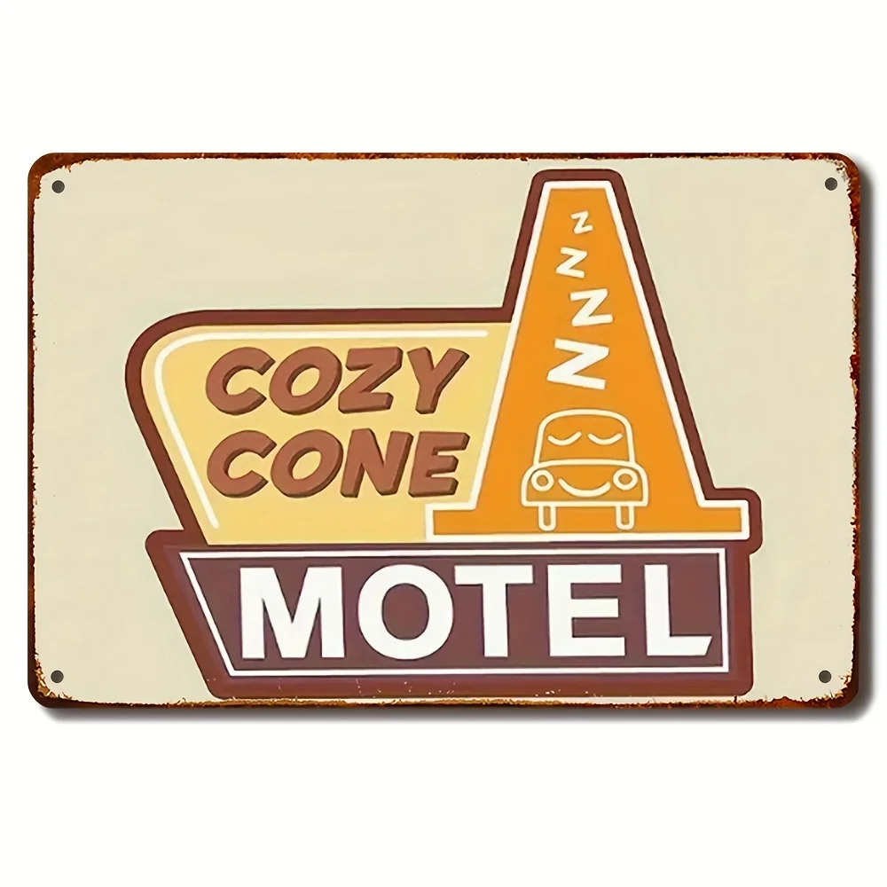 Cozy Cone Motel Cartoon Retro Car Graphic Metal Tin Sign Vintage Wall Decor For Cafe Garage Bar Bedroom