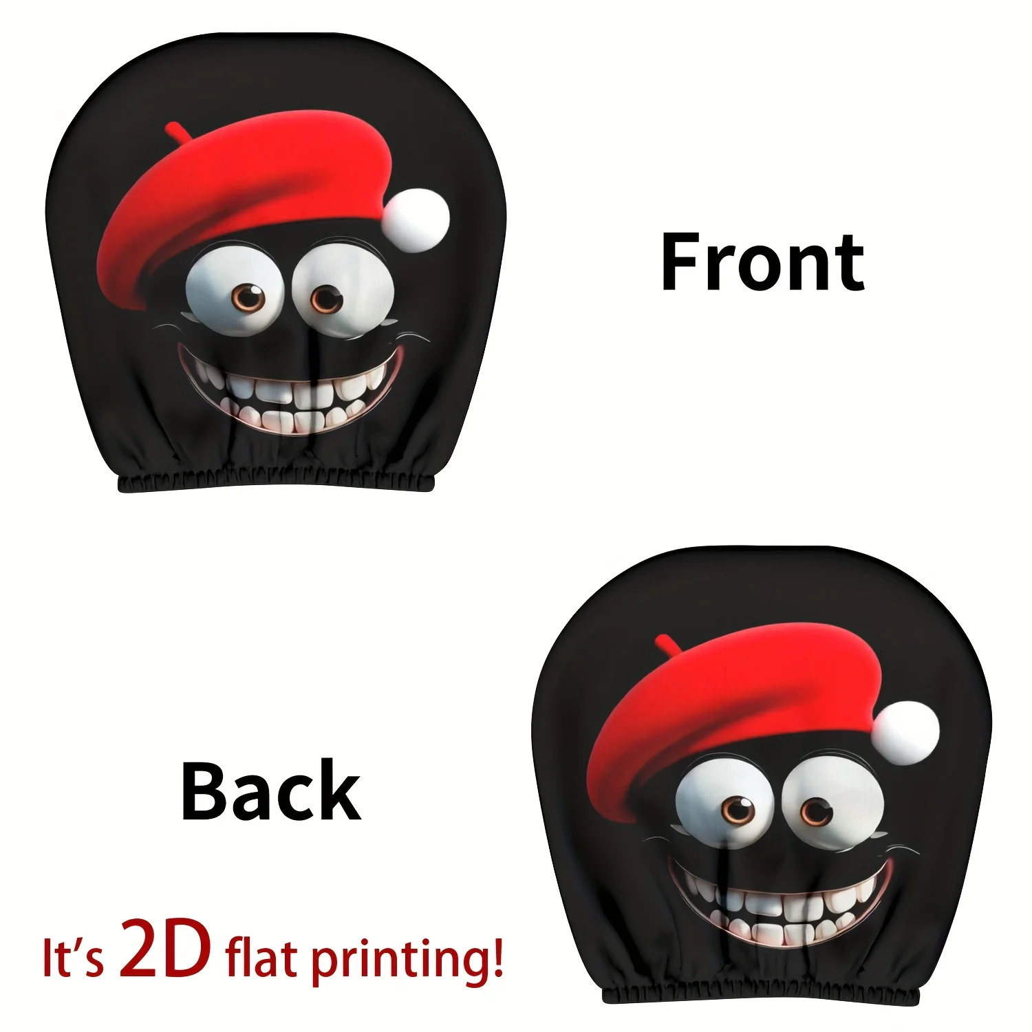 Classic Smile Bailey Red Hat 2 Quirky Expression Theme Car Headrest Covers - Essential for long trips, car interior accessories