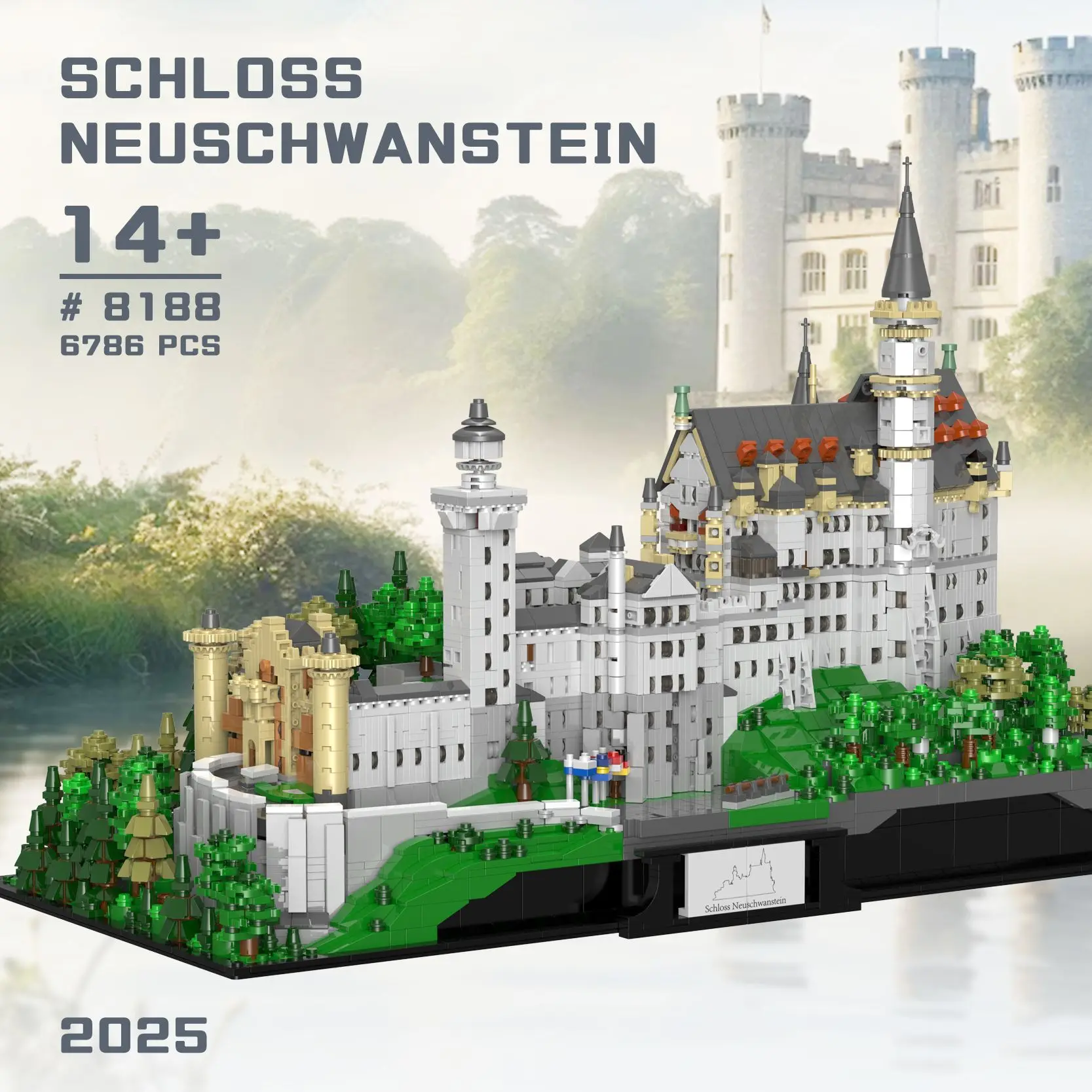 Schwanensee-Gebäude-Sets: Mittelalterliche Burg-Architektur, Modulares Baustein-Modellbausatz, Spielzeug für Erwachsene, Geschenk, 6786 Teile