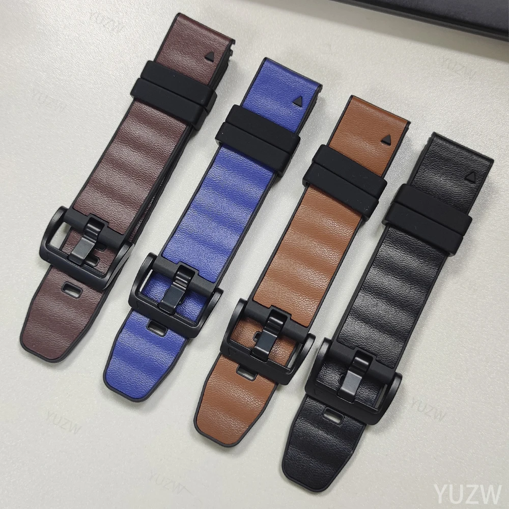 26 22mm QuickFit Band For Garmin Forerunner 970 965 955 945 Leather Silicone Bracelet Fenix 8 Pro 7 7X Instinct 3 2X Watch Strap