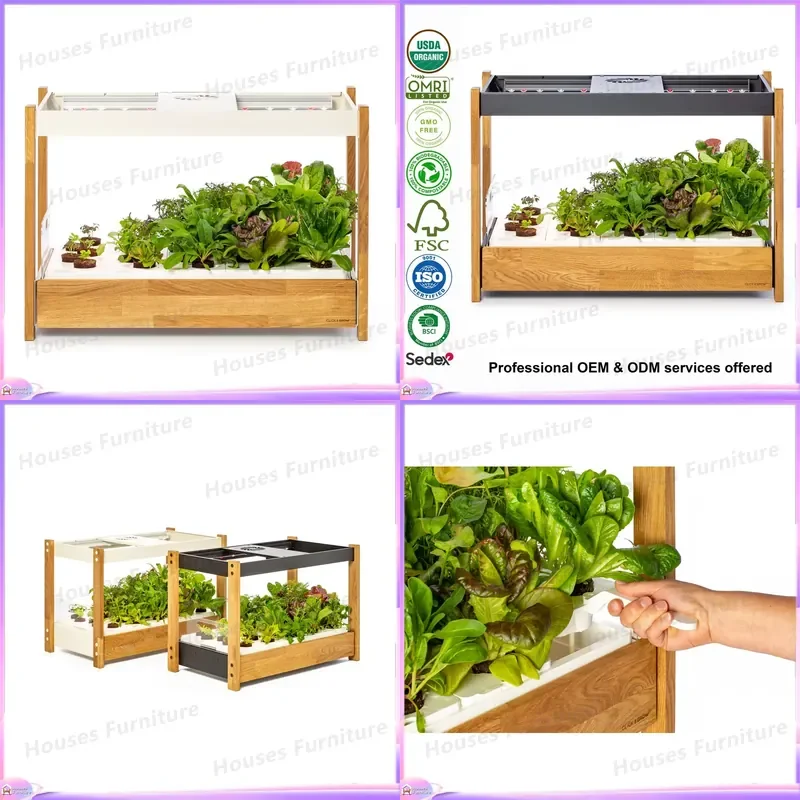 Smart Vertical Hydroponics System Indoor Garden Kit with LED Grow Lights Tower Planter Tray for Home Herb Vegetable Plant