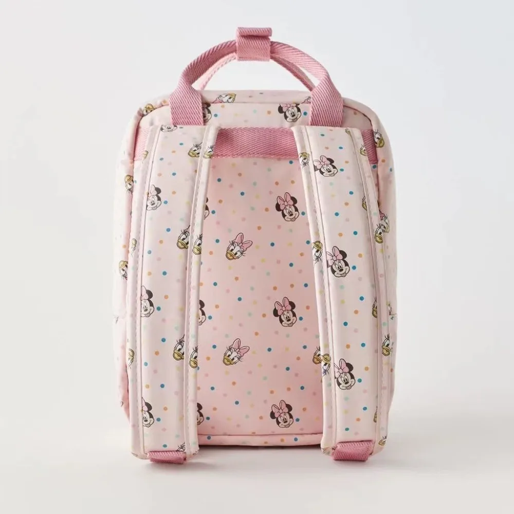 Ransel Kanvas Anak-anak Disney Minnie Daisy Pink Gambar Polka Dot Lucu Hadiah Natal Halloween Tahan Air Ringan
