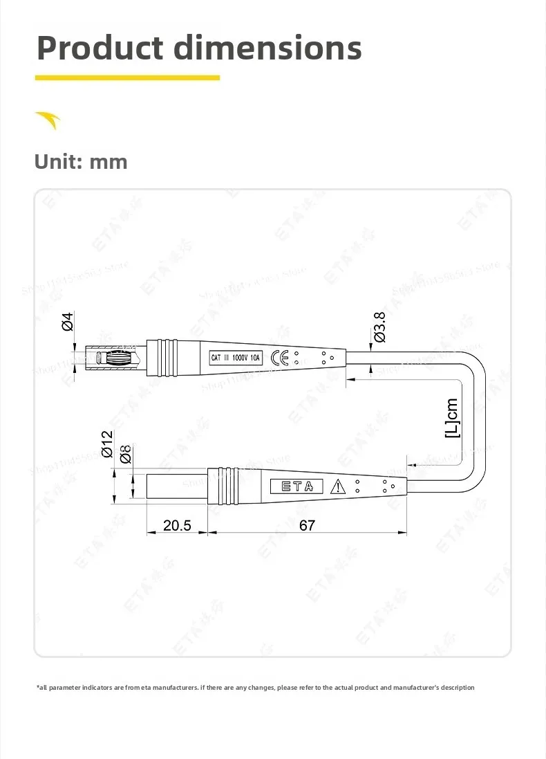 ETA4164S 高品質射出成形 4mm バナナプラグ シリコーンテストライン バナナプラグ接続ライン