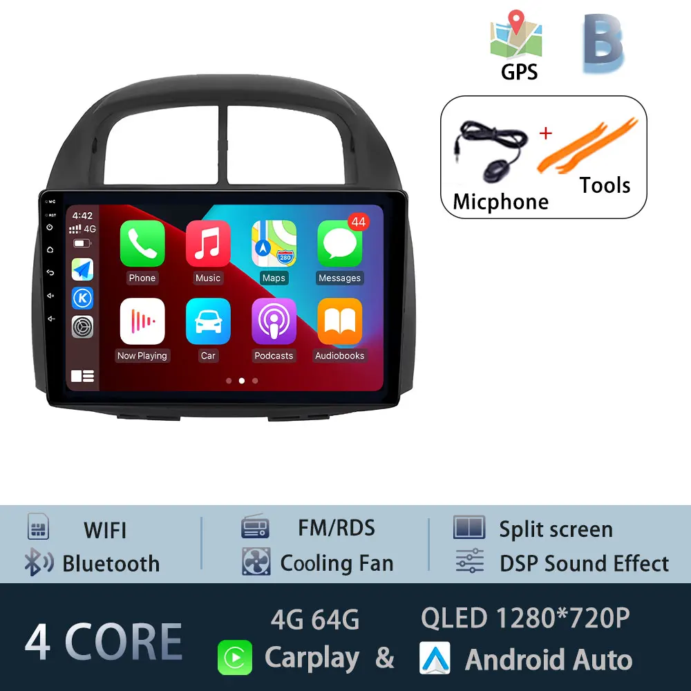 10.1 "Autoradio Android 15 Voor Toyota Passo Myvi Daihatsu Sirion 2006-2011 CarPlay Auto BT Multimedia GPS 360 °   Hoofdeenheid