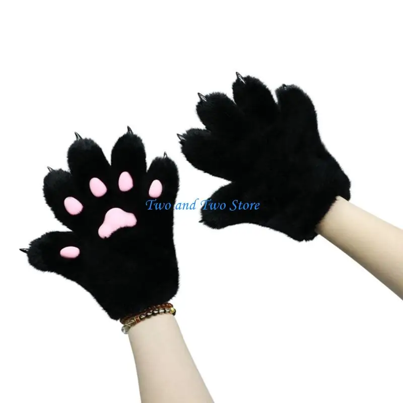 HX6F Warm Animes Kostuum Katten Poot Handschoenen Rollenspel Beest Poot Handwanten Feestartikelen