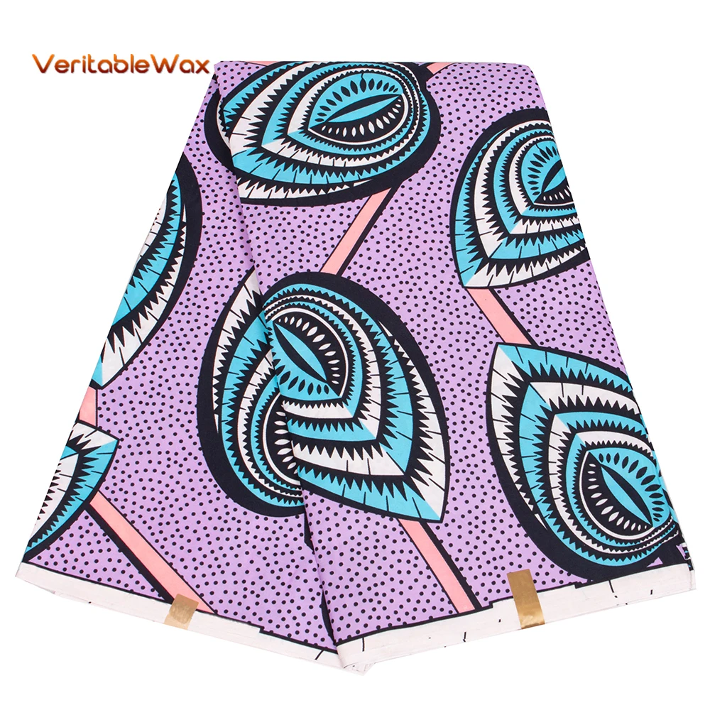 Veritablewax Fan New Ankara fabric 6 Yards African Wax Prints Fabric for Clothes Making  Polyester Material with African Design