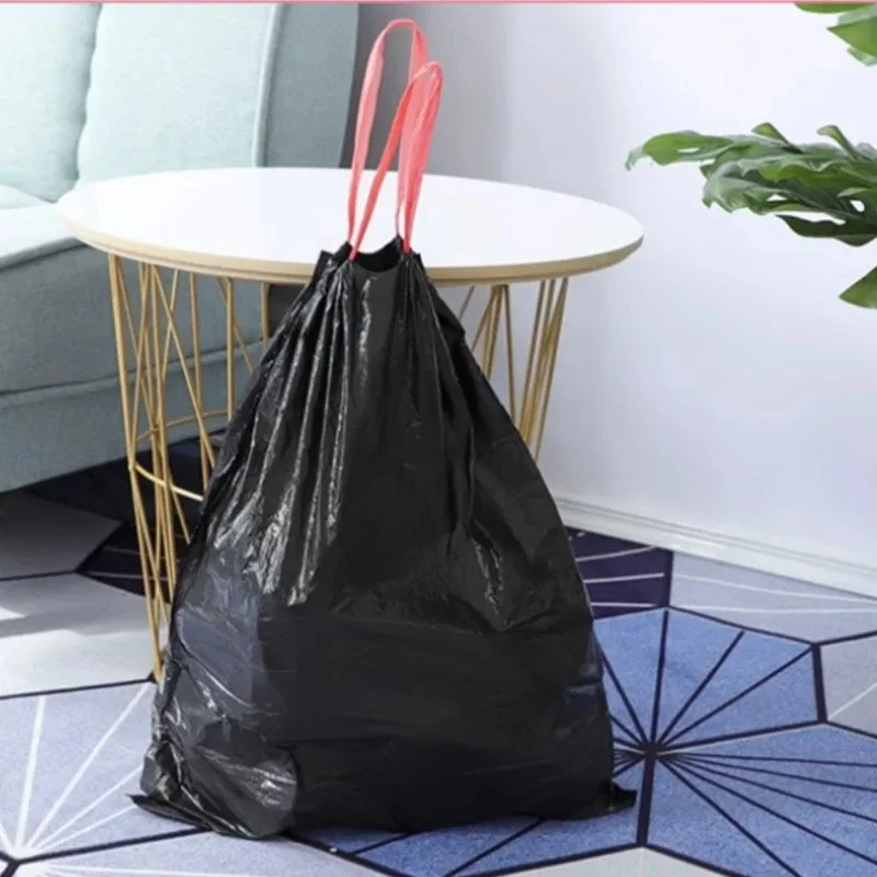75/150PCS Nero Coulisse Sacchetto di Immondizia Usa E Getta Per Uso Domestico Sottile Grande Capacità Prevenzione Delle Perdite Borse Con Manico In Plastica Portatile