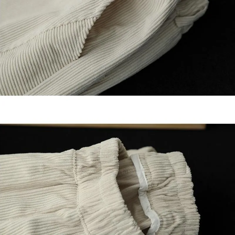 Pants Women Corduroy Spring Autumn New Vintage Thickening Casual Harem Trousers High Elastic Waist Retro Soft All-match Solid