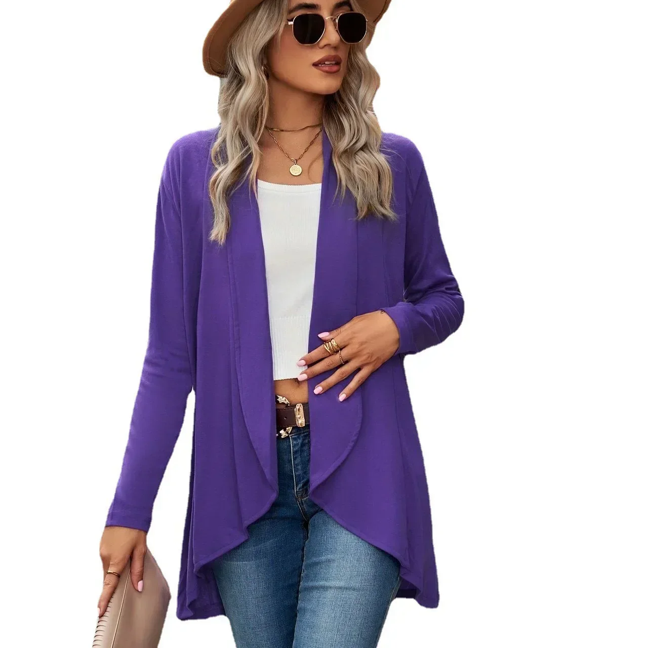 Autumn Lapel Cape Cardigan  Women  Loose Beach Holiday Cover Up Shirts Thin Knited Tops Oversized Casual Kimono Clothing Female