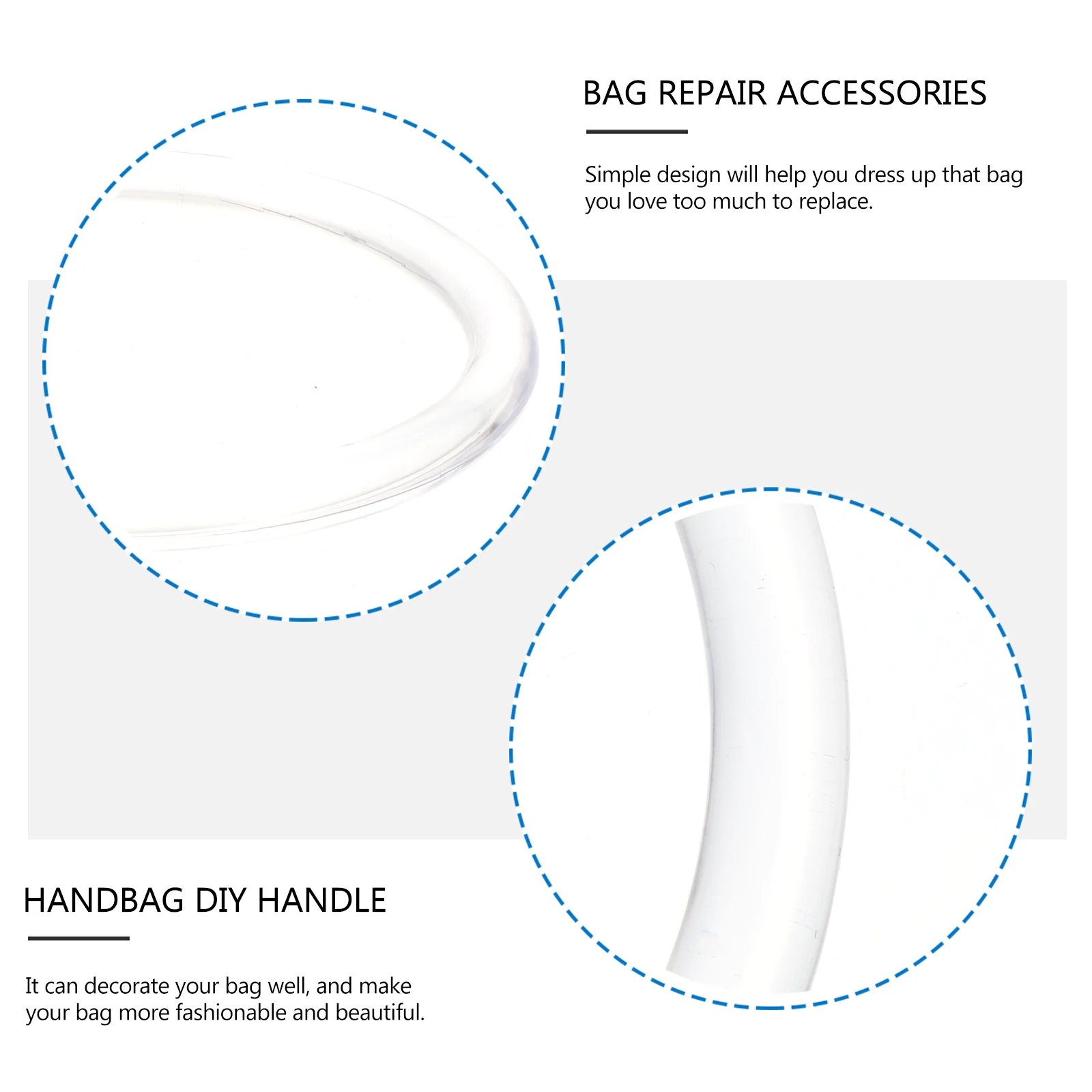 

2Pcs Round DIY Bag Handle High Quality Acrylic Handbag Handle Smooth Lightweight Replacement for Craft and Fashion Bags