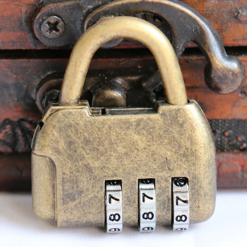 Zinc alloy retro password lock antique bronze password lock padlock three position notebook password lock