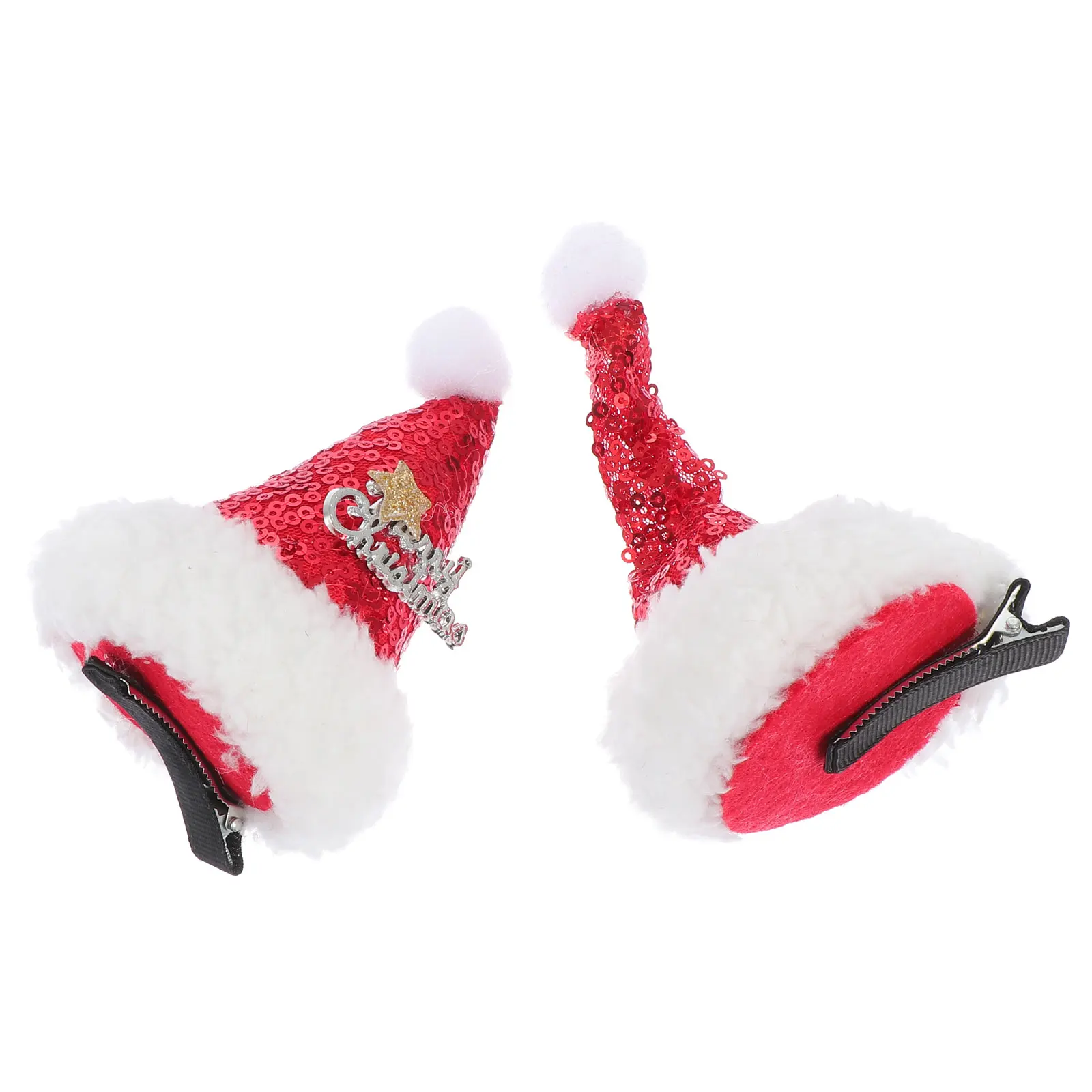 

2Pcs Christmas Hairpin Xmas Hair Clips Red Kids Girls Accessories Durable Material Festive Design Xmas Hair Clips