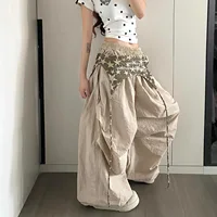 Women's Hip-hop Pants American Streetwear Layered Wide Leg Pants, Summer Breathable Cargo Trousers for Dance & Street Fashion - Image 4