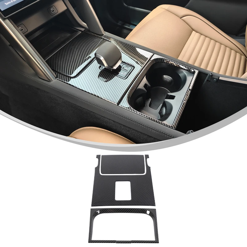 

For Land Rover Discovery Sports 2024+ gear panels, central control gear position decorative frame ABS carbon fiber pattern 2pcs