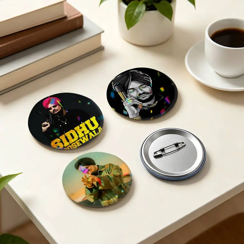 Famous rapper S-Sidhu Moosewala  25 32 44 58 75mm Badges Personalized Round Brooches Pins Accessory Gift