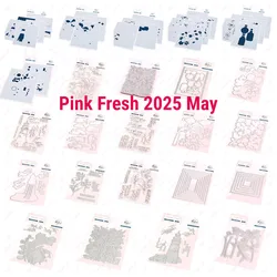 Pink Fresh 2025 May Garden Medley Metal Cutting Dies Hot Foil Silicone Stamps Stencil for Scrapbooking Album Decoration Craft